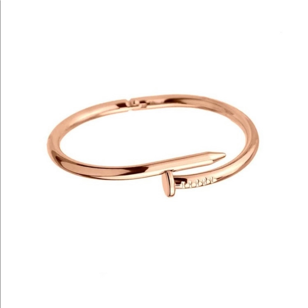 NAIL BANGLE BRACELET GOLD SILVER MINIMALIST DESIGN - Picture 4 of 5